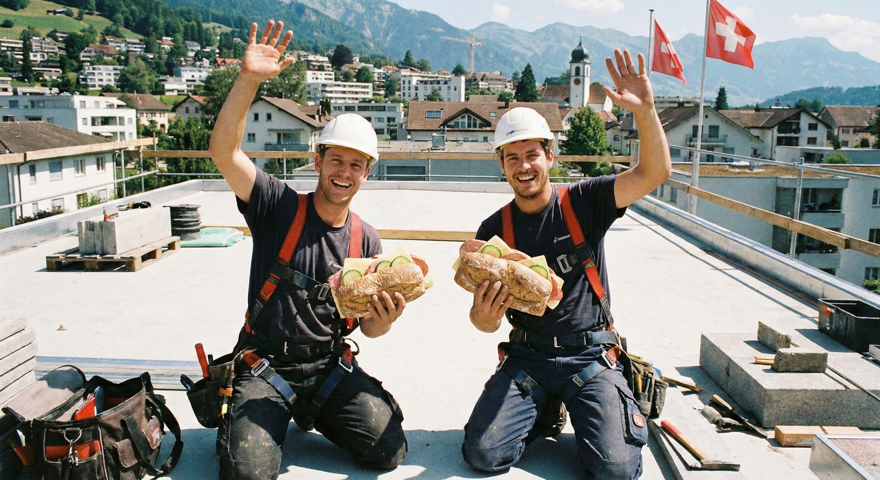 Mittagspause auf Dach